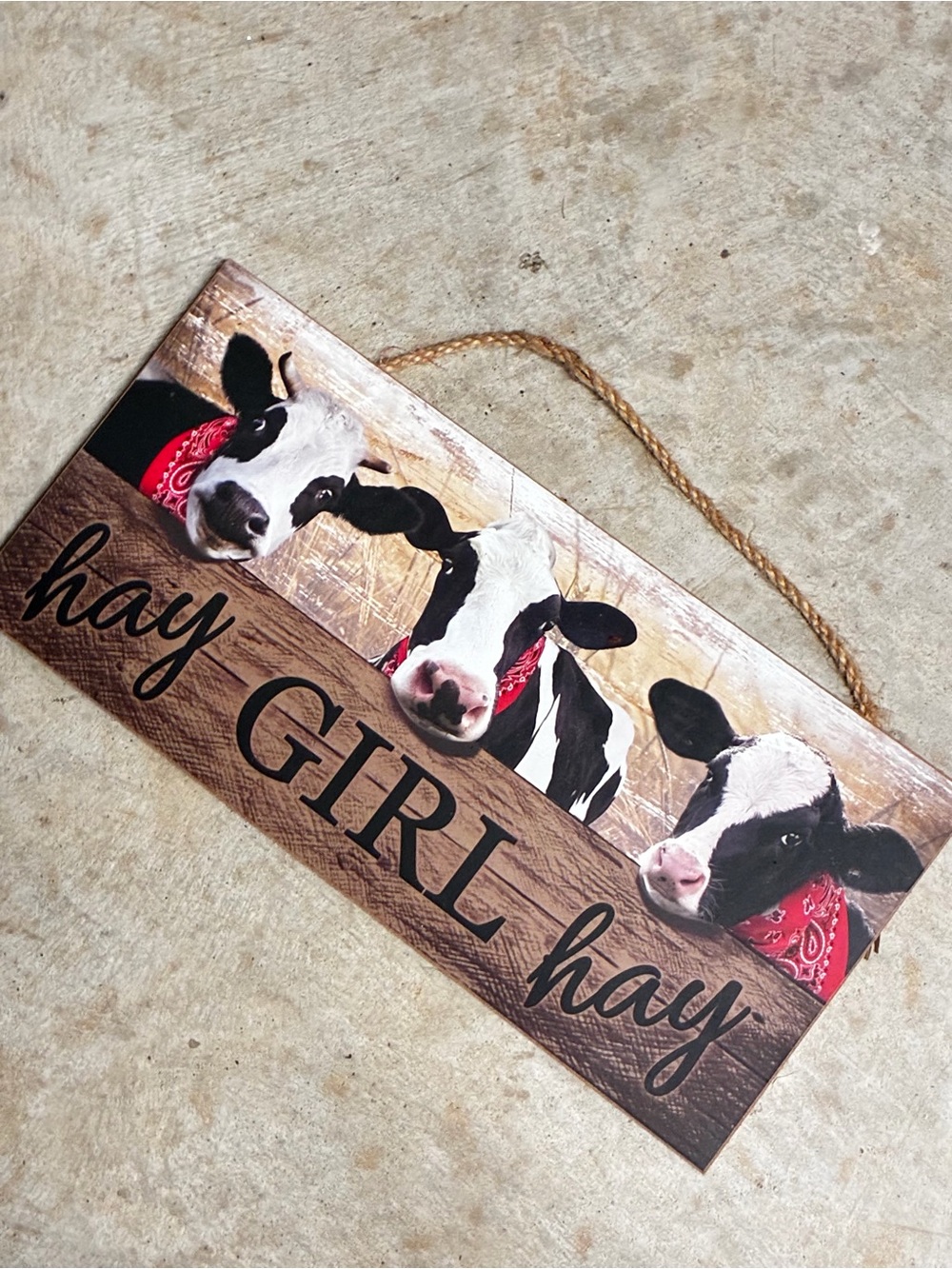 Hay Girl Hay Cow Wall Sign - Rustic Black & White
